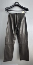 1990s Gianni Versace Leather Pants Vintage Women Dark Brown picture