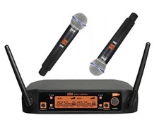 EMB Dual Handheld Cordless Receiver Wireless Microphone for Church Karaoke 2 MIC picture