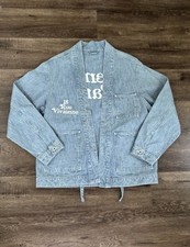 KENZO Men’s Blue Kimono Jacket Size M Embroidered Logo Tie Closure picture