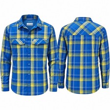 Columbia Sportswear Blue Green Yellow Plaid Mens Small Button Up Shirt picture