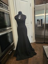 Christian Siriano Long Black Stretchy Backless Stretchy Mermaid Gown Small picture