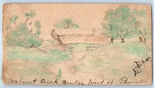 c1910's Walnut Creek Bridge West Of Thurston Hand Drawn Art Antique Postcard picture