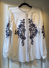 NWT CHICO’S Poplin Embroidered Blouse-Size 3 (XL) picture