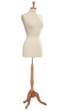 Womens White Jersey Dressmaker Mannequin Size 8 Seamstress Blouse Form Wood Base picture