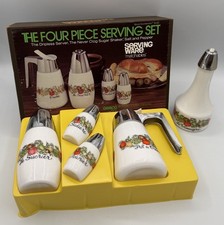 VTG Gemco Serving Ware 5 Piece NEW set w/ Box Milk Glass Spice Excitement Set picture