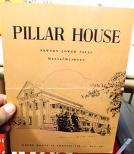 VINTAGE PILLAR HOUSE MENU 1960 NEWTON LOWER FALLS MASSACHUSETTS ROUTE 16 & 128 picture