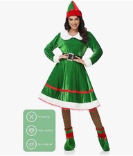 SOMSOC 5 Pack Women Christmas Elf Costume Set Velvet Dress Belt Striped Over ... picture