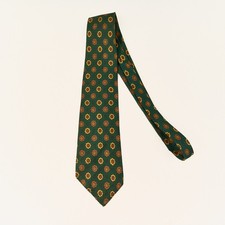 Vintage Sporting Stepper Silk Tie Green Foulard Buenos Aires 3.25