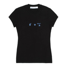 Off-White Women's Swimming Logo Cotton T-Shirt Black Blue picture