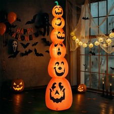 9FT Halloween Inflatable Stacked Pumpkins Blow up Built-in LED for Garden Yard picture