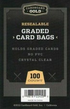 100 CARDBOARD GOLD CLEAR RESEALABLE GRADED CARD BAGS | PSA BGS SGC BCCG picture
