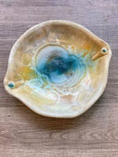 Bill Campbell 2017 Crystalline Glaze Art Pottery Platter 11” Centerpiece  picture