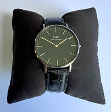 Daniel Wellington DW Quartz Black Dial Silver SS Case Black Leather Strap 40mm picture