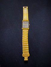 Citizen Eco-Drive Women’s Gold Tone Rectangle Black Dial Bracelet Watch w/Box picture
