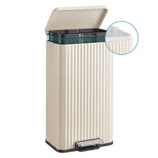 SONGMICS Trash Can with Lid 30 L Stainless Steel Step Bin picture
