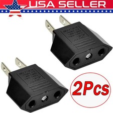 2x New EU Euro Europe to US USA Power Jack Wall Plug Converter Travel Adapter Us picture