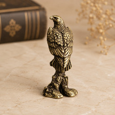 Mini Vintage Brass Eagle Statue Ornament Animal Collectible Decor Veteran USA picture