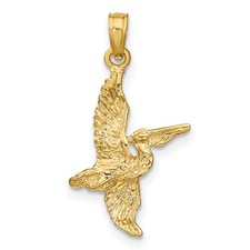 3-D Pelican Flying Pendant 24x15.4mm 14k Yellow Gold Textured 3D picture