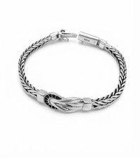 Men's Heavy S925 Sterling Silver Braided Chain Bracelet with Knot Clasp picture