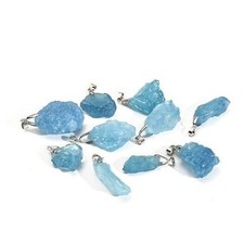 Real Crystals AQUAMARINE PENDANT Free Lemurian Calcite Charging Box SS picture