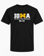 Iowa No Extra Time Necessary 20-19 Black Graphic Fan Unisex Tee Size S-5XL picture