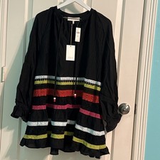 Women’s Anthropologie & Layered  Los Angeles Black Dress NWT Embelished one Size picture
