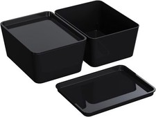 Storage box with lid: Small 5x7 storage box, set of 2, black. picture
