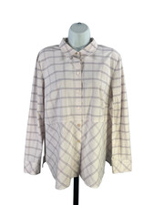 J.Jill Women's White/Pink Plaid Long Sleeve Button Up Blouse - L picture