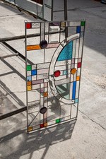 Frank Lloyd Wright Insprd Tiffany Style Stained Glass Window 21 x 12 INCHES D picture
