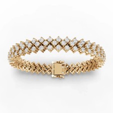 6.00 Ct Round Three-Row Round Lab Grown Diamond Tennis Bracelet 18k Yellow Gold picture