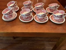 Mason's Red Vista Coffee Cups with Matching Saucers picture