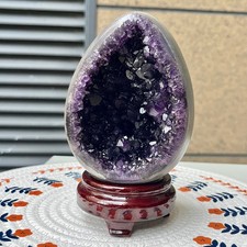 2.4 lb  Amethyst Geode Egg Purple Druzy Display Collectible Decor Piece picture