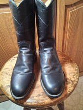 Vintage Justin roper cowboy boots 7 1/2 D black leather western 3133 Jackson 10 picture