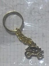 NIP Vintage Wells Fargo Stagecoach Brass Tone Keychain picture