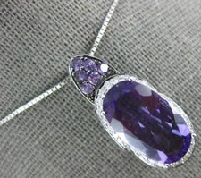 6.64CT DIAMOND & AAA AMETHYST 14KT WHITE GOLD OVAL & ROUND FUN FLOATING PENDANT picture