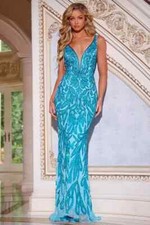 NWT Jovani Prom Dress size 4: Stunning Turquoise beaded Mermaid Gown picture