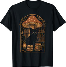 Cute Cat Grunge Cottagecore Therian Clothing Book Lover T-Shirt picture