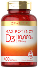 Vitamin D3 10000 IU 400 Softgels | Value Size | Max Potency | by Carlyle picture