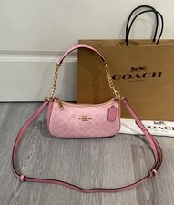 COACH Teri Shoulder Bag In Signature Canvas Crossbody Handbag CV933 Dusty Pink picture