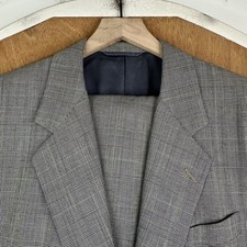 VTG Hickey Freeman Suit Mens 40R Gray Glen Prince of Wales 2 Button Wool Canvas picture