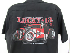 Red Kap Shirt Mens Lucky 13 Hot Rod Graphic Workwear Button Front Size XL picture