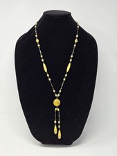Beautiful Vintage Art Deco Yellow Lavalier Necklace With Decorative Drops picture