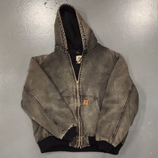 Carhartt Gray Hooded Jacket with Zipper Faded Thrashed  picture