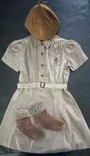 REDUCED MORE Vintage 1944-47 BROWNIE Girl Scout UNIFORM-BUTTON SIDES-HAT-BELT picture