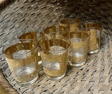 Vintage 22k Gold Kashmir Pattern Pasinski Whiskey Glasses -7 Total picture