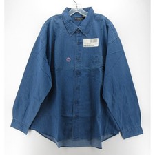 VINTAGE Ruff Hewn Shirt Men XXL Blue Denim Button Down Workwear Utility Y2K NEW picture