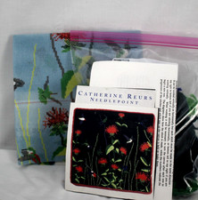Catherine Reurs Red Roses & Hummingbird Needlepoint Kit  Wool Pillow Cover 15'' picture