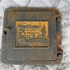 Vintage Vestal Cast Iron Stove Door, Wood Furnace Chimney Door Patriotic USA picture