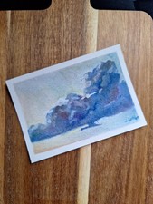 aceo original art card pastel impressionist clouds picture