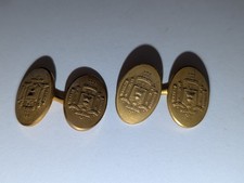 1930’S KREMENTZ U.S. NAVAL ACADEMY”EX SCIENTIA TRIDENS”14K ROLLED GOLD CUFFLINKS picture